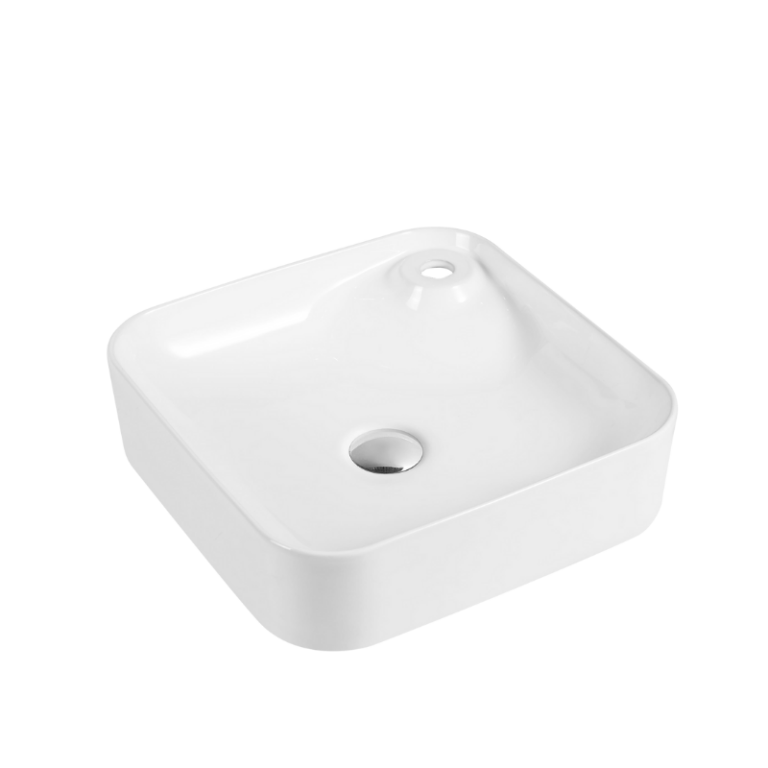 Premium White Square Countertop Basin 430*430*120mm - Ceramic-T-15