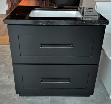 Freestanding Vanity 800mm with drawers black (SOLID WOOD) Black Marbal Top