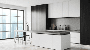 Modern kitchen design with handleless cabinets 