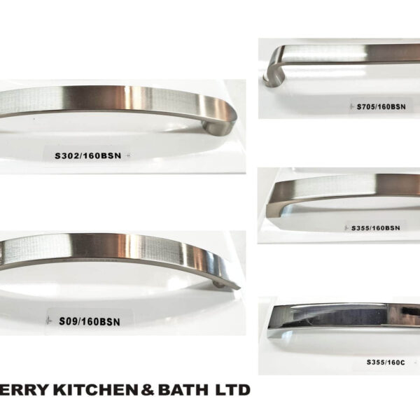 Stainless steel cabinet handles from Jerry Kitchen & Bath Ltd.