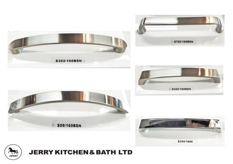 Stainless steel cabinet handles from Jerry Kitchen & Bath Ltd.