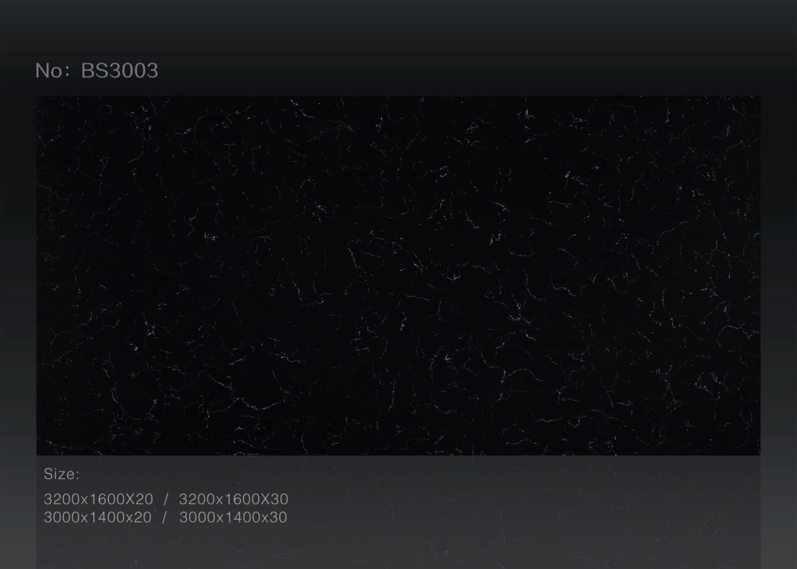 Black marble countertop with subtle white veining, model BS3003.