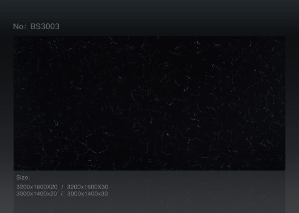 Black marble countertop with subtle white veining, model BS3003.