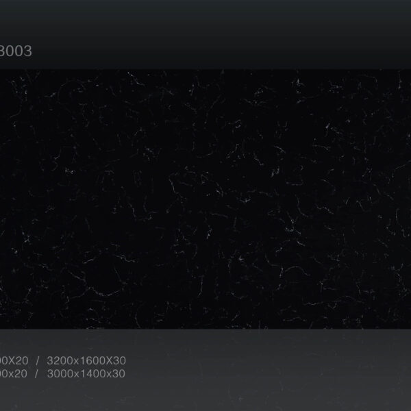 Black marble countertop with subtle white veining, model BS3003.