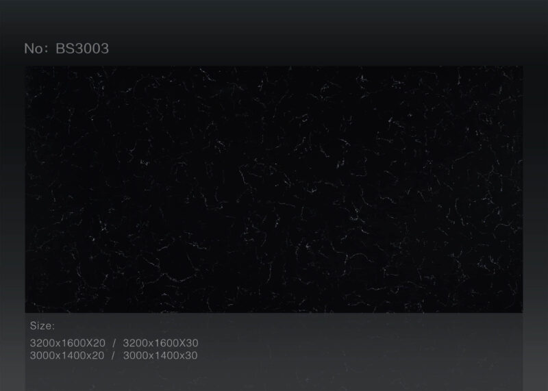 Black marble countertop with subtle white veining, model BS3003.