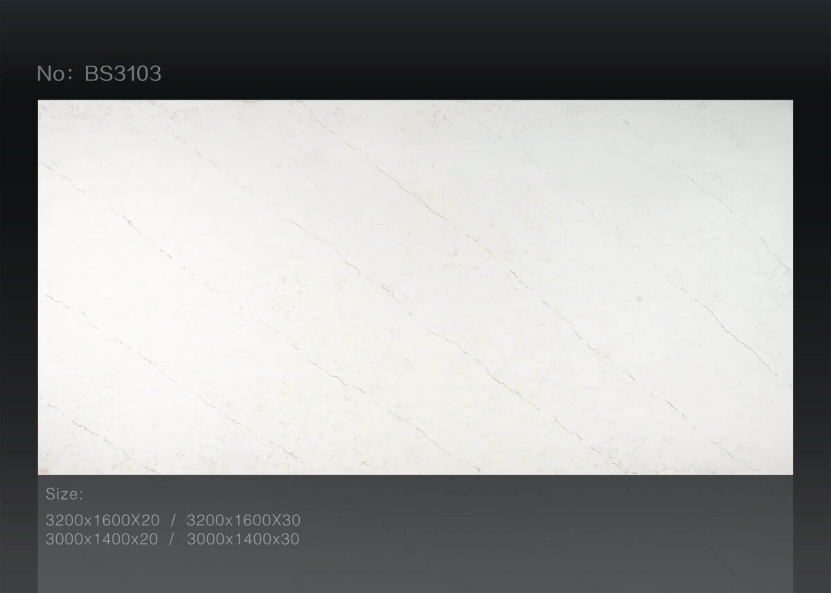 White marble countertop with subtle veining, product code 3103.