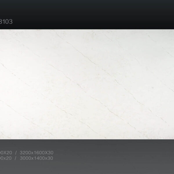 White marble countertop with subtle veining, product code 3103.