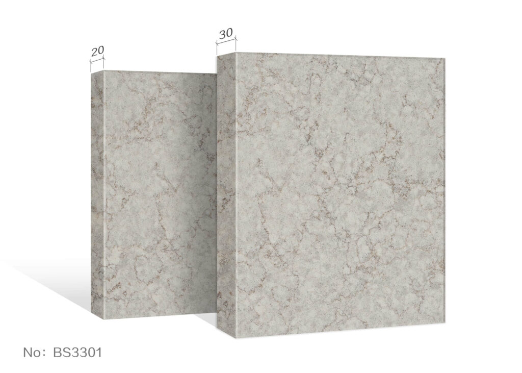 Two stone slabs with marbled texture, labeled BS3301.