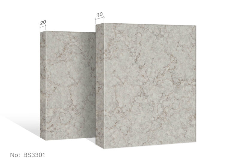 Two stone slabs with marbled texture, labeled BS3301.