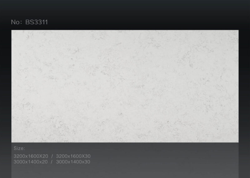 White marble slab with dimensions and product code BS3311 displayed.