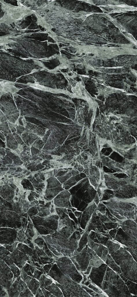 Emerald green sintered stone with intricate veining pattern.