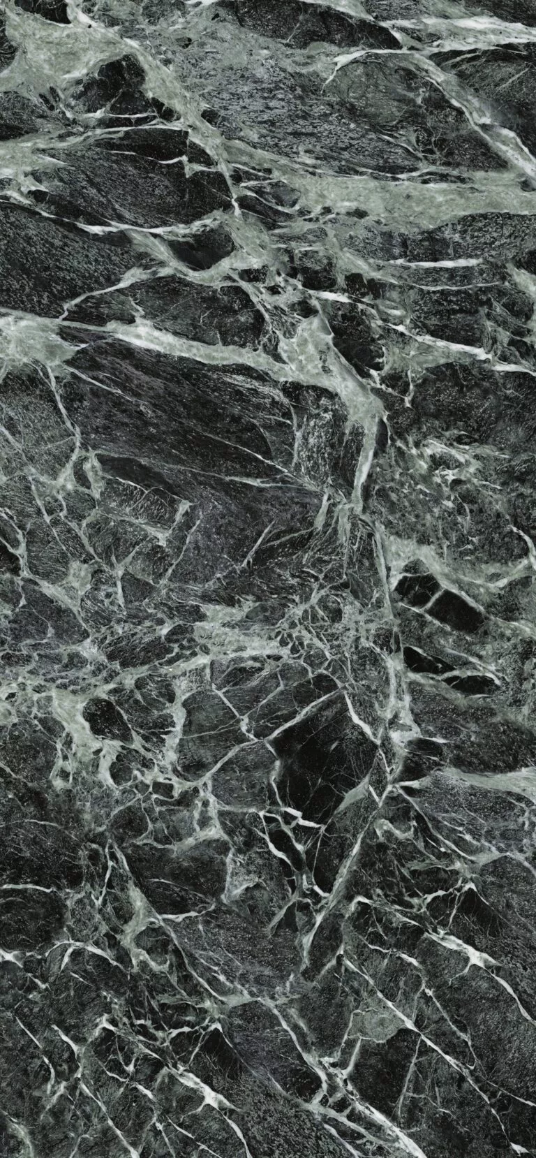 Emerald green sintered stone with intricate veining pattern.