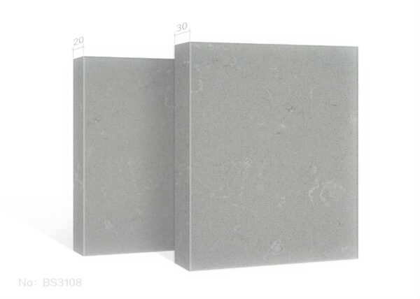 Two slabs of Galassia Grigio engineered stone with measurements.