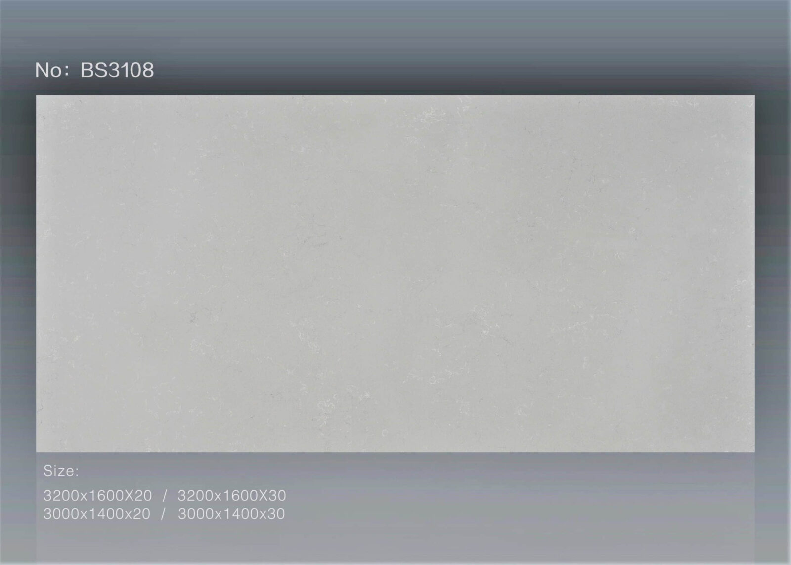 Engineered stone slab, Galassia Grigio, with dimensions and product number.