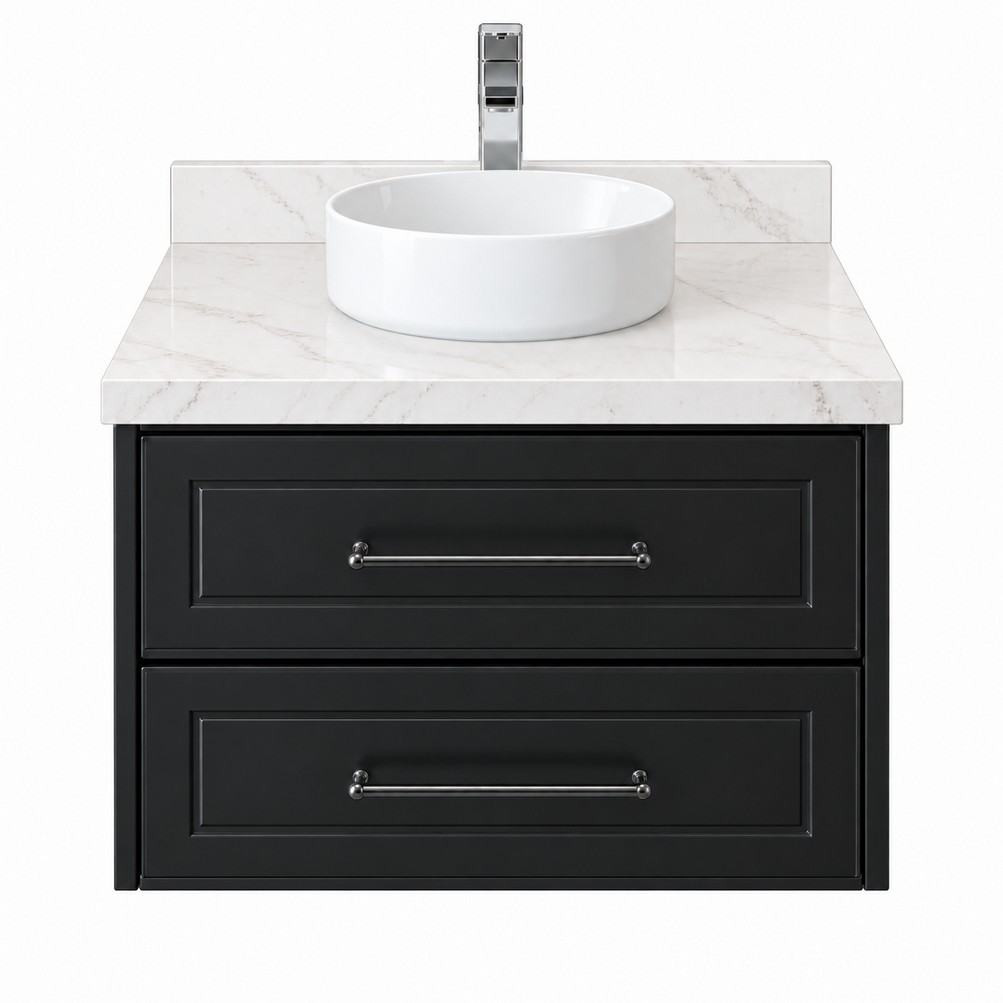 Black Wall Hung Vanity 600mm – front product view