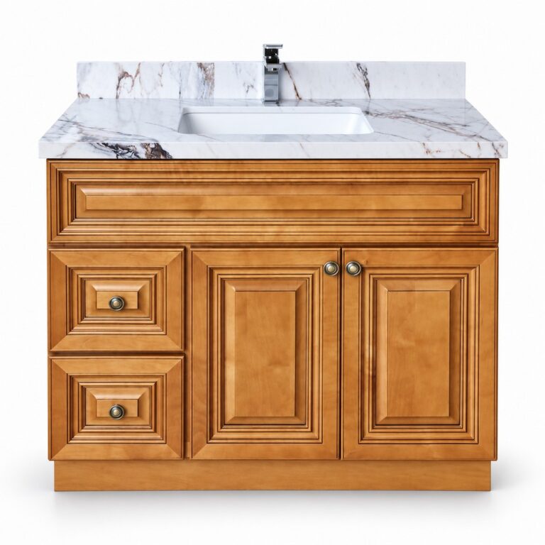 Classic Oak Freestanding Vanity 1000mm – Solid Wood – front product view