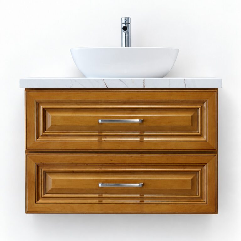 Classic Oak Wall Hung Vanity 800mm – Solid Wood (NEW) – front product view