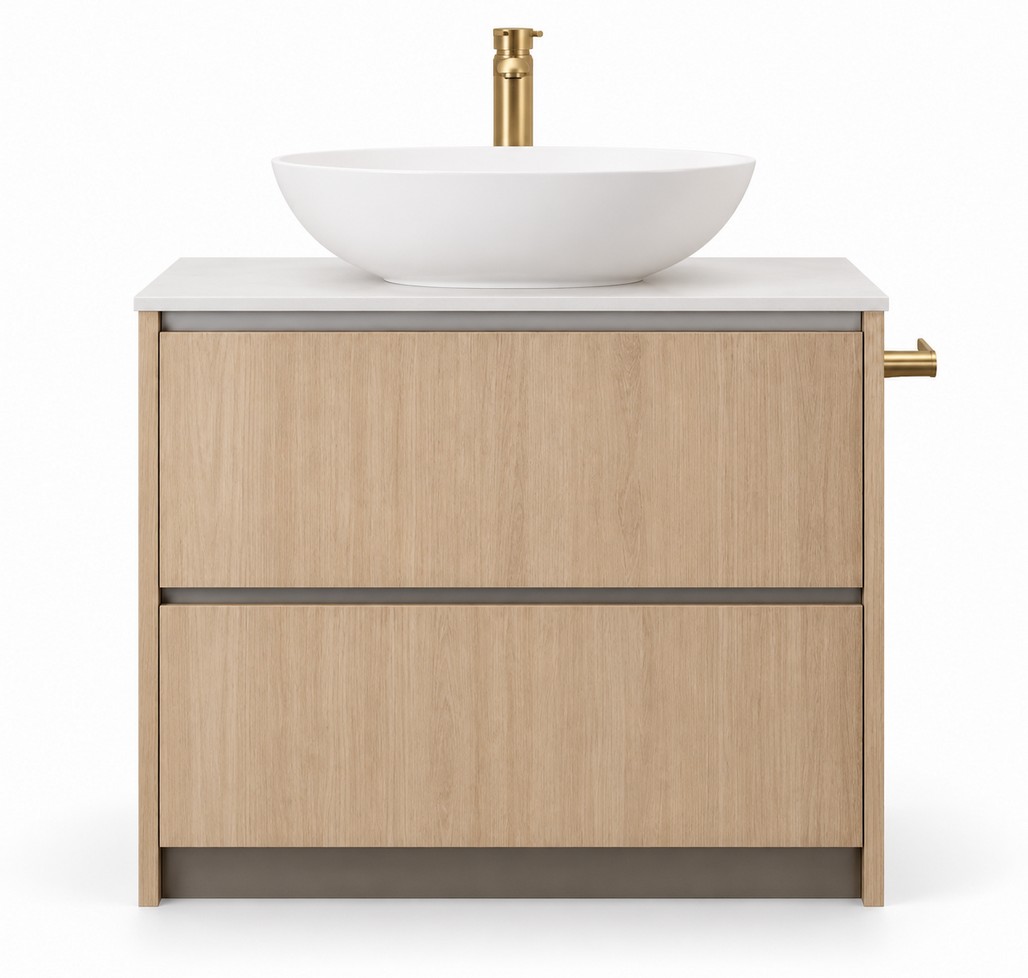Custom Modern Woodgrain Vanity Start from $500 – front view