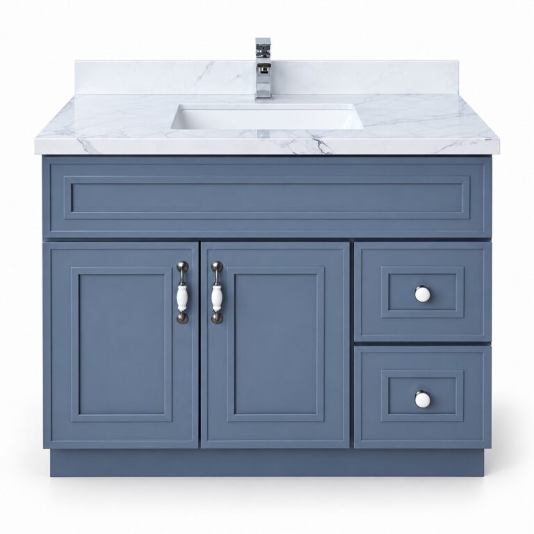 Dark Grey Freestanding Vanity 1000mm – Solid Wood – front product view