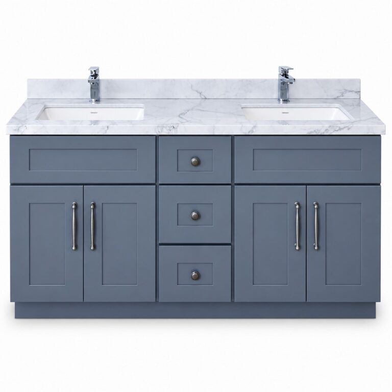 Dark Grey Freestanding Vanity 1500mm – Solid Wood – front view