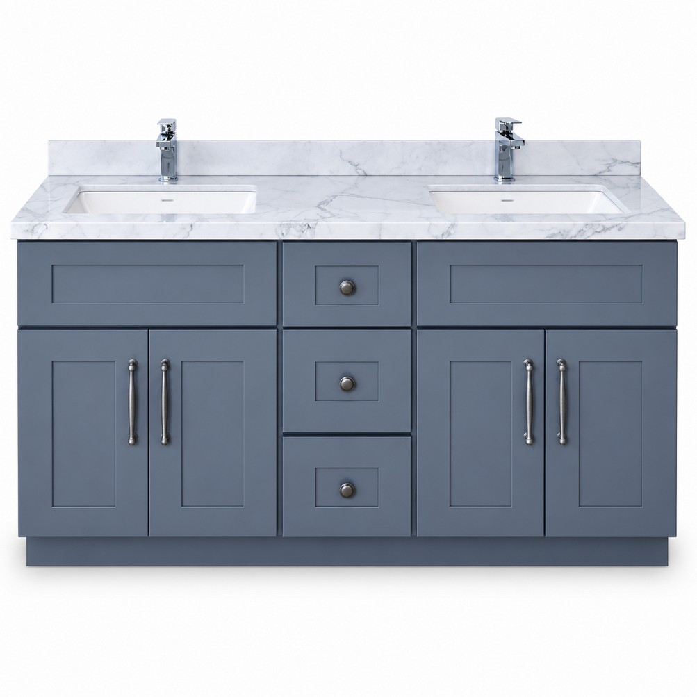 Dark Grey Freestanding Vanity 1500mm – Solid Wood – front view
