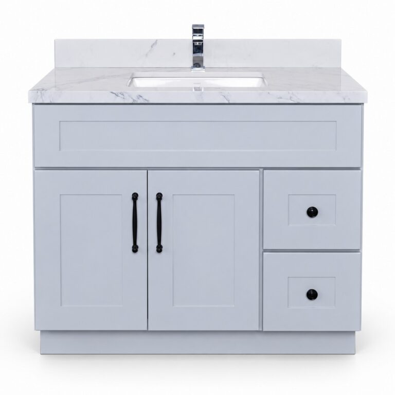 Light Grey Oak Freestanding Vanity 1000mm – Solid Wood – front product view