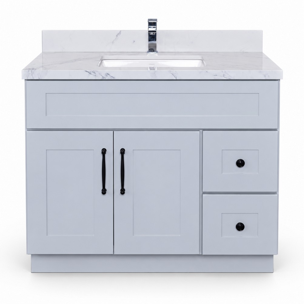 Light Grey Oak Freestanding Vanity 1000mm – Solid Wood – front product view