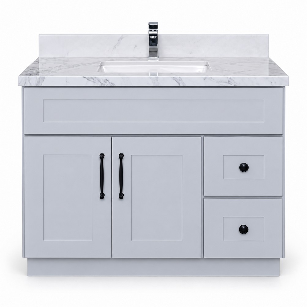 Light Grey Freestanding Vanity 1000mm – Solid Wood (NEW) – front product view