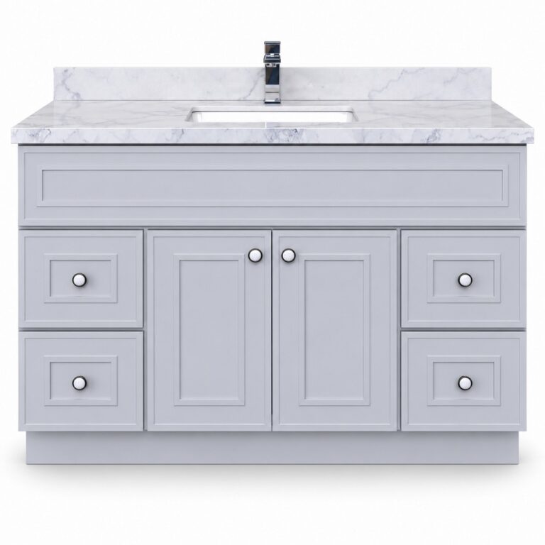 Light Grey Freestanding Vanity 1200mm – Solid Wood (NEW) – front product view