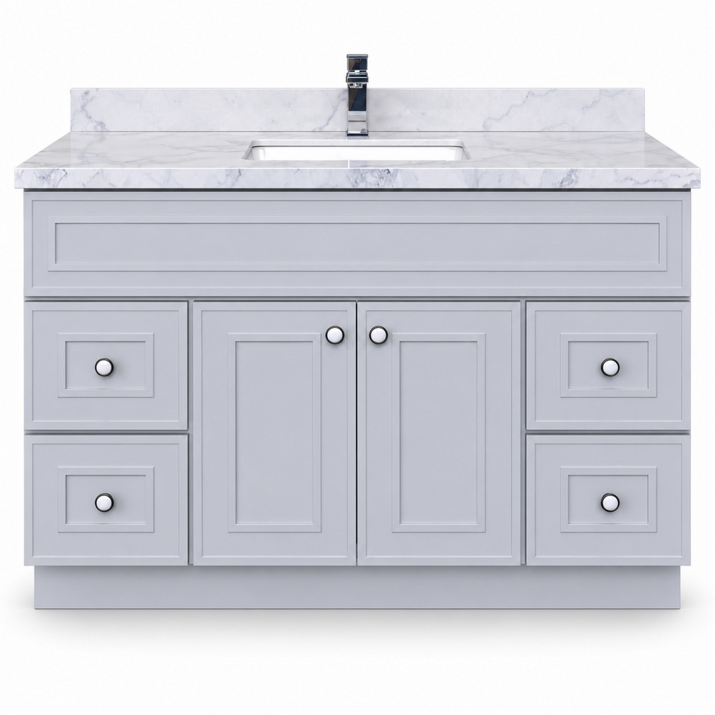 Light Grey Freestanding Vanity 1200mm – Solid Wood (NEW) – front product view