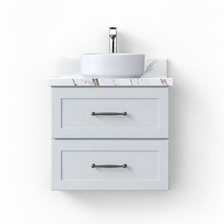 Light Grey Wall Hung Vanity 600mm – front product view