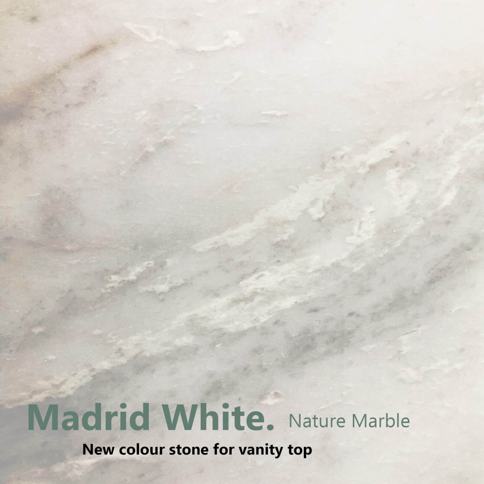 Marble texture, labeled "Madrid White," for vanity tops.