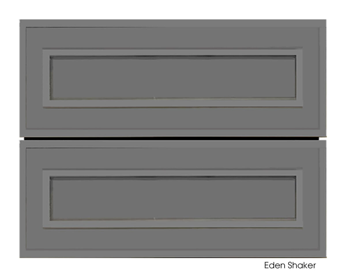 Grey vanity cabinet with two drawers, Eden Shake design.
