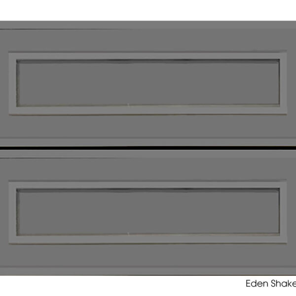 Grey vanity cabinet with two drawers, Eden Shake design.