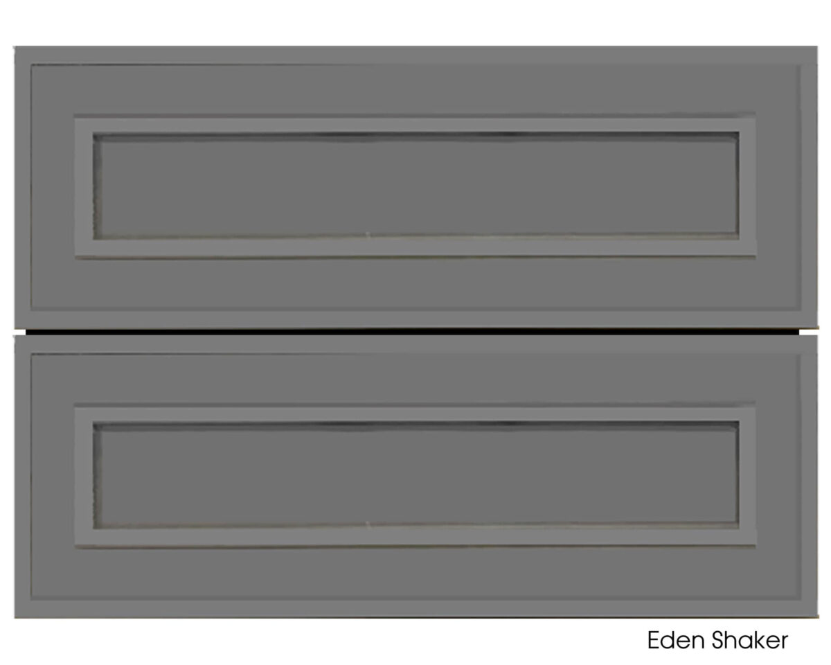Grey vanity cabinet with two drawers, Eden Shaker style.