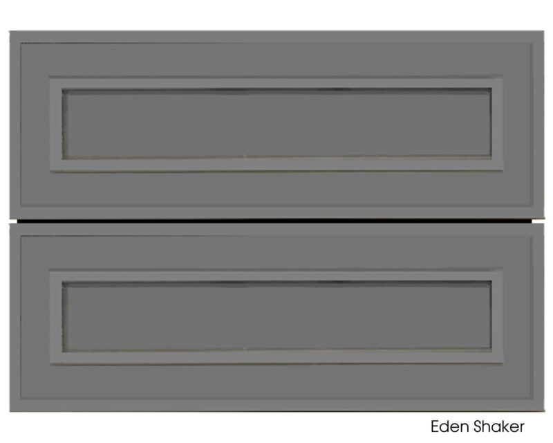 Grey vanity cabinet with two drawers, Eden Shaker style.