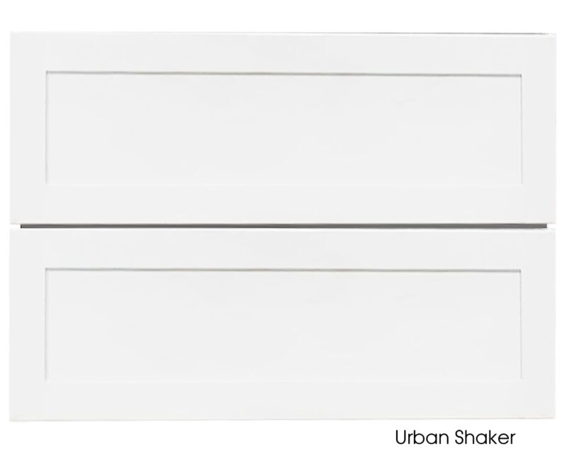 White Urban Shaker vanity with two drawers, 900mm width.