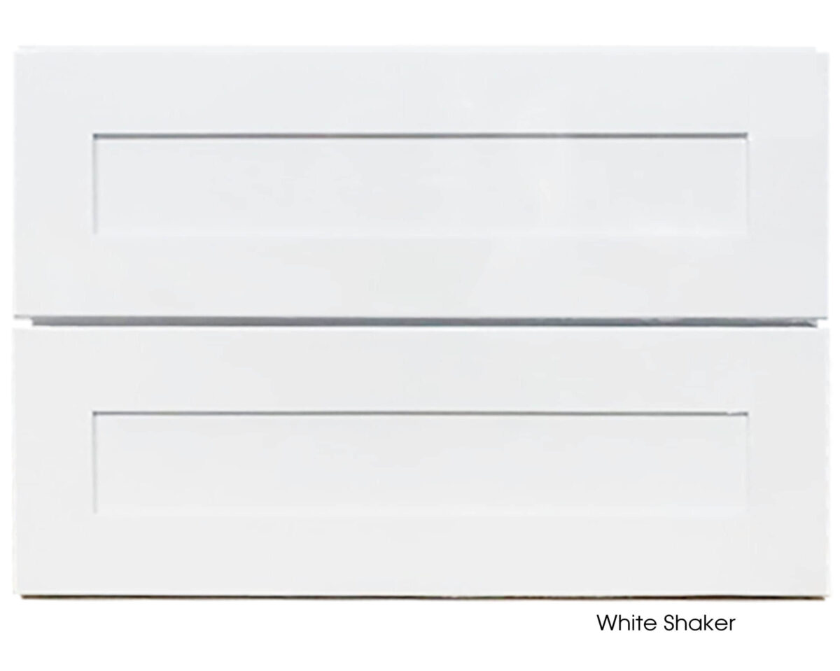 White shaker-style vanity with two drawers, 900mm width.