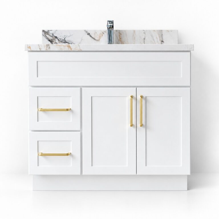 White Eden Shaker Freestanding Vanity 900mm – Solid Wood – front product view