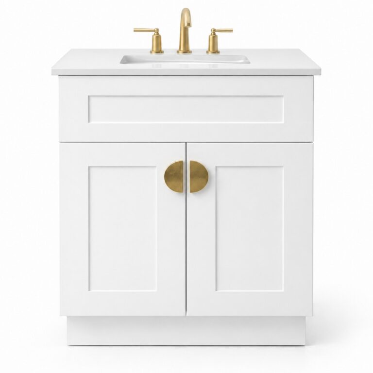 White Freestanding Vanity 600mm – front product view