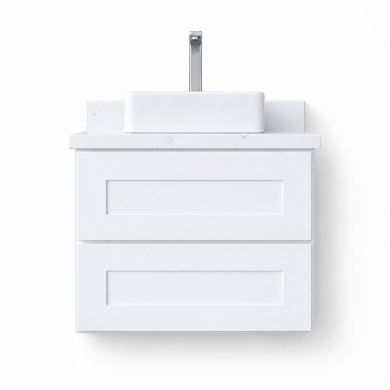 White Wall Hung Vanity 600mm – front product view