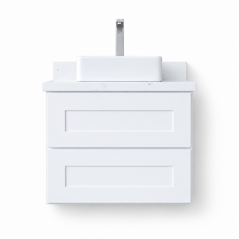 White Wall Hung Vanity 600mm – front product view