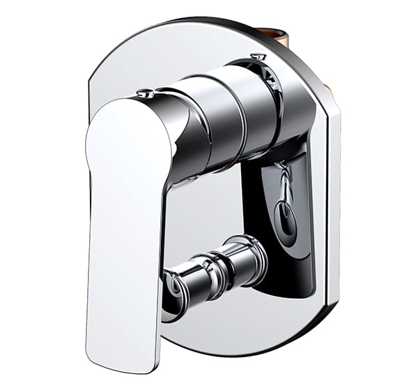 Chrome shower mixer with modern design and sleek finish.