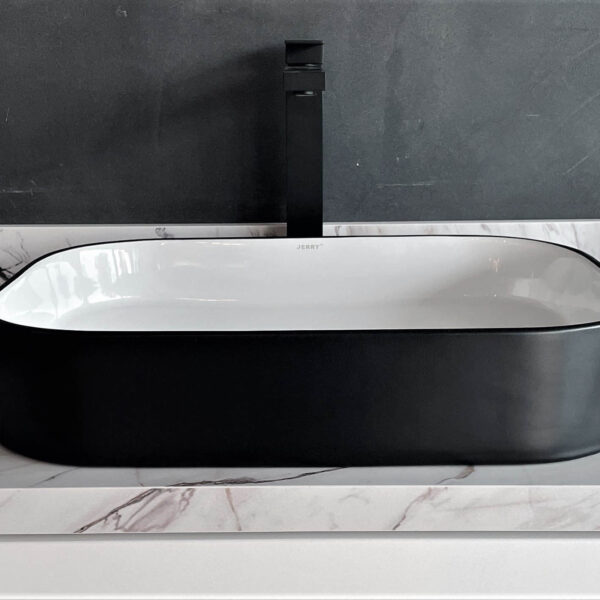 square washing basin bowl with black surface 750mm x 380mm x 110mm 176c mb