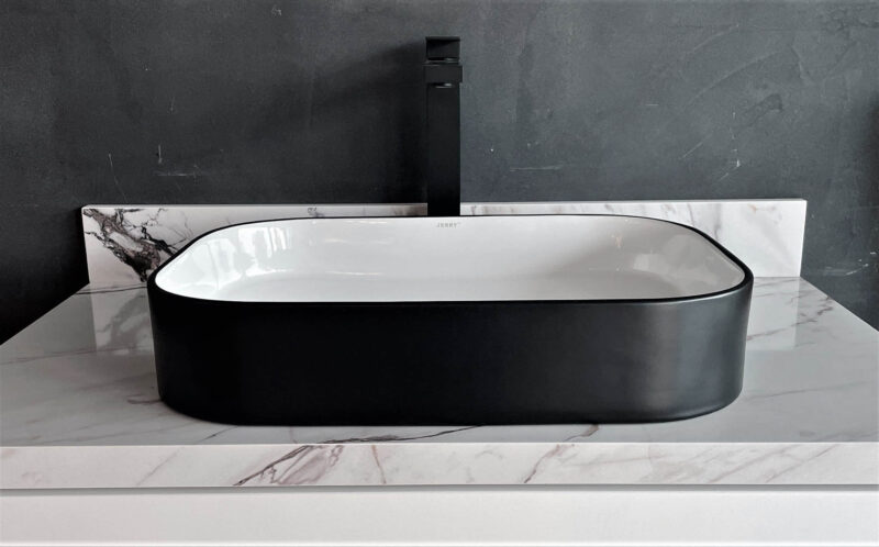 square washing basin bowl with black surface 750mm x 380mm x 110mm 176c mb