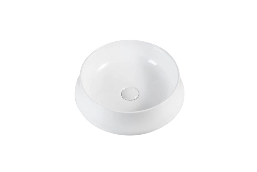 White ceramic bowl on a plain background.