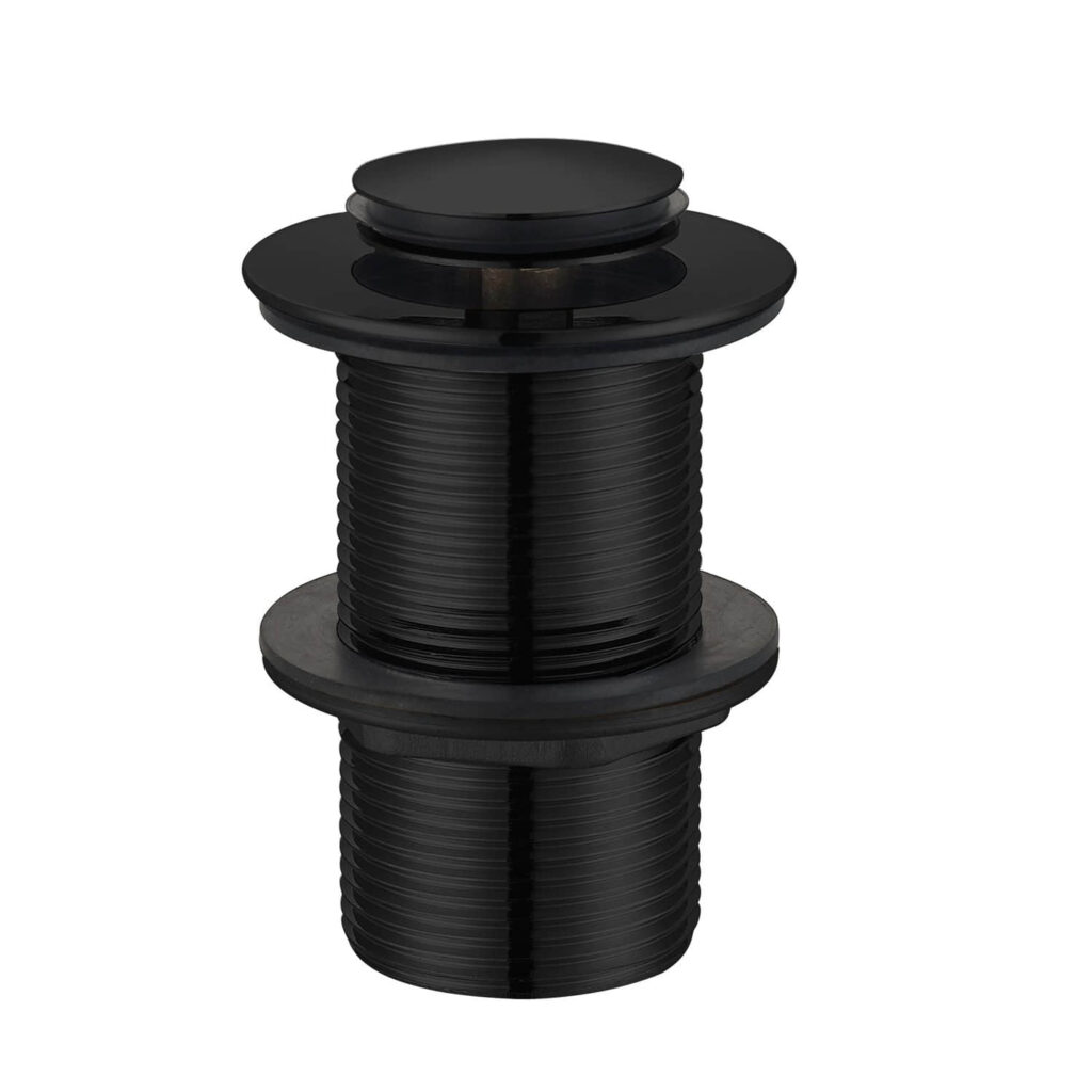 Black pop-up basin waste for bathroom sinks.