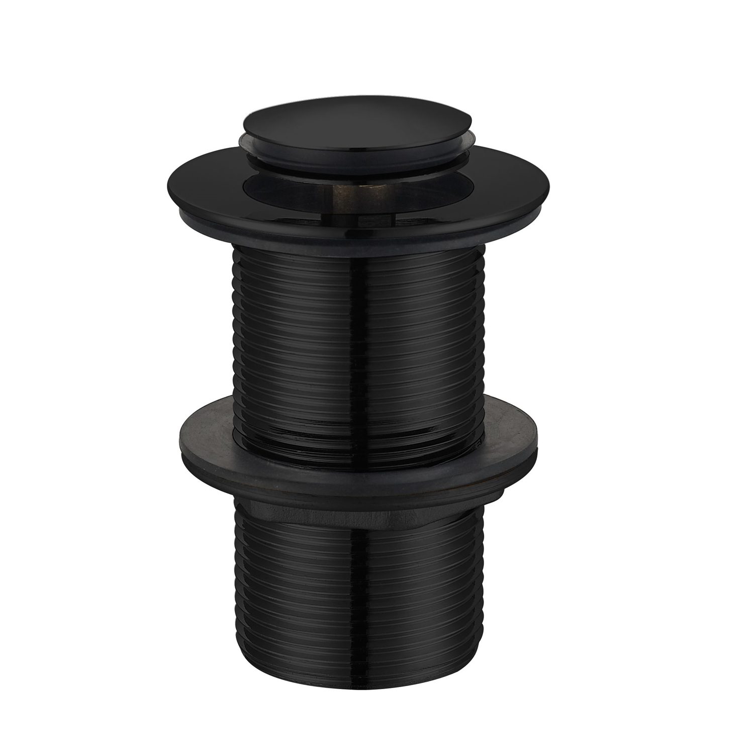 Black pop-up basin waste for bathroom sinks.