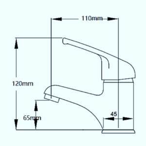 Diagram of Basin Tap JT-01001 with dimensions.