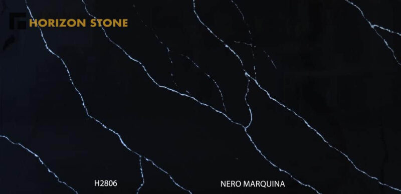 Black marble with white veining pattern.